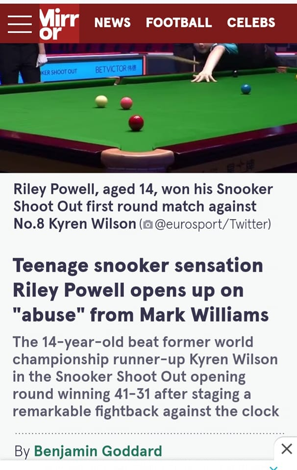 Mark Williams snooker abuse clickbait